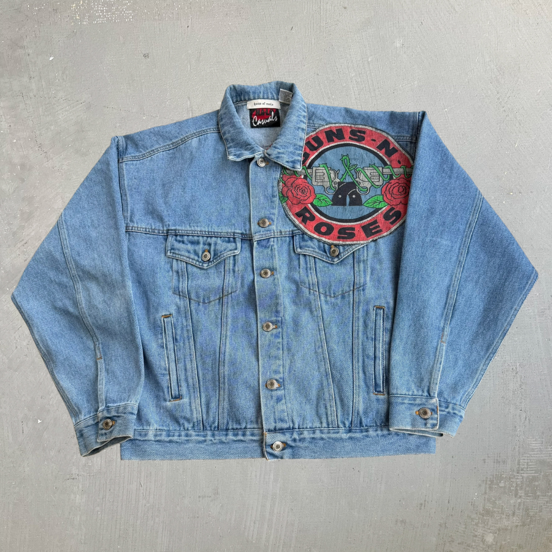 HOM Guns & Roses Logos Reworked Denim Jacket - M