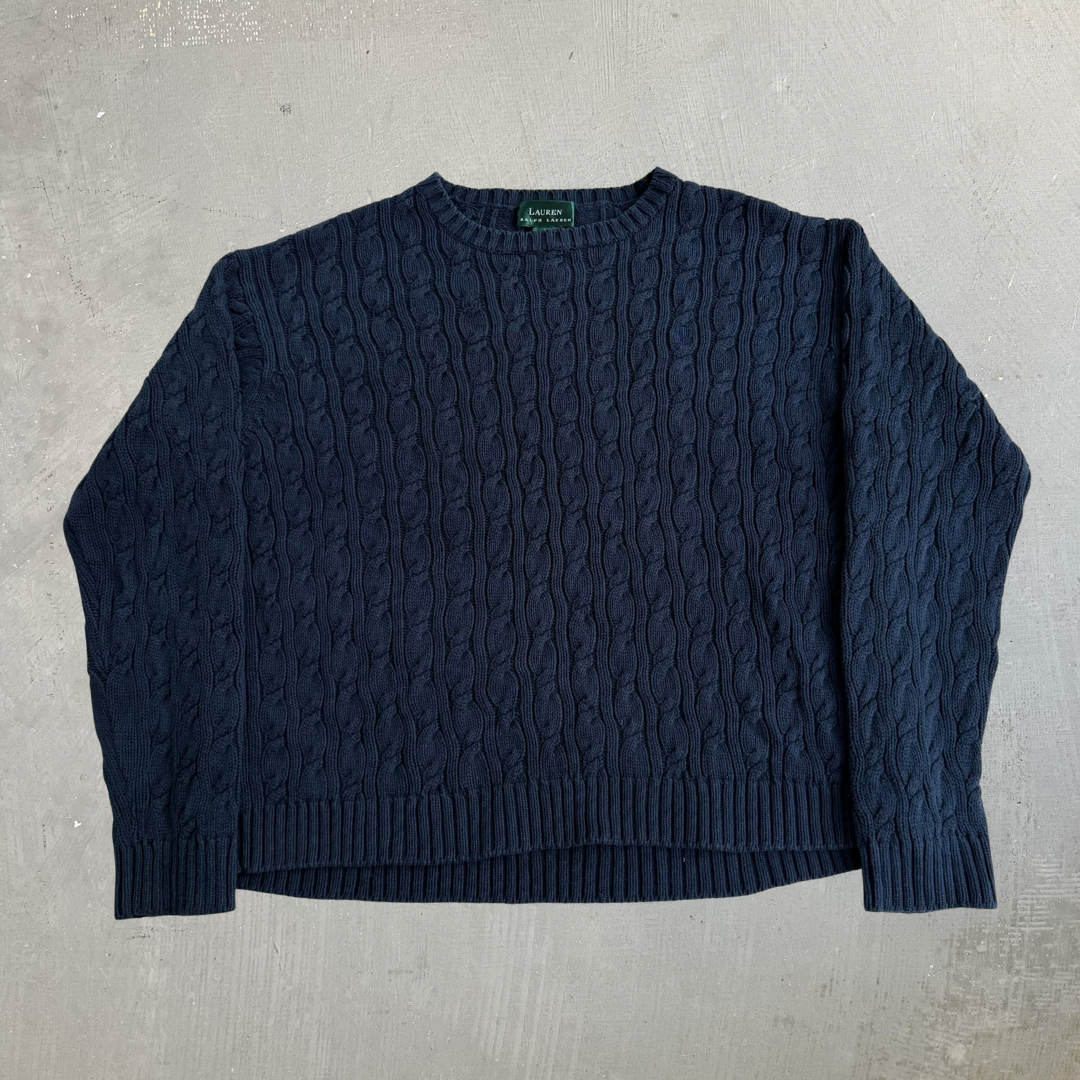 J- Vintage Women's Ralph Lauren LRL Embroidered Logo Knit Sweater - L