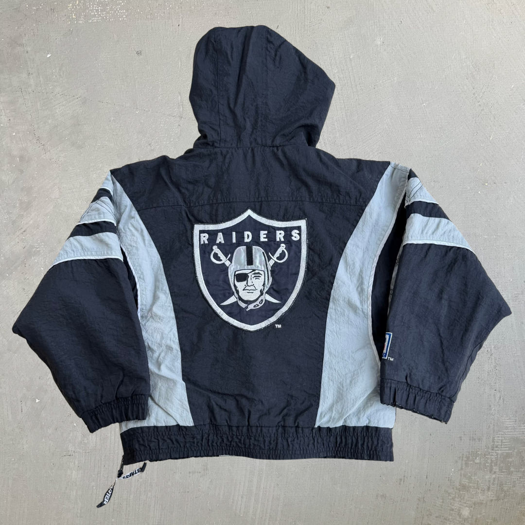 Vintage 90s Youth Oakland Raiders NFL Starter Anorak Pullover Winter Jacket - Youth S