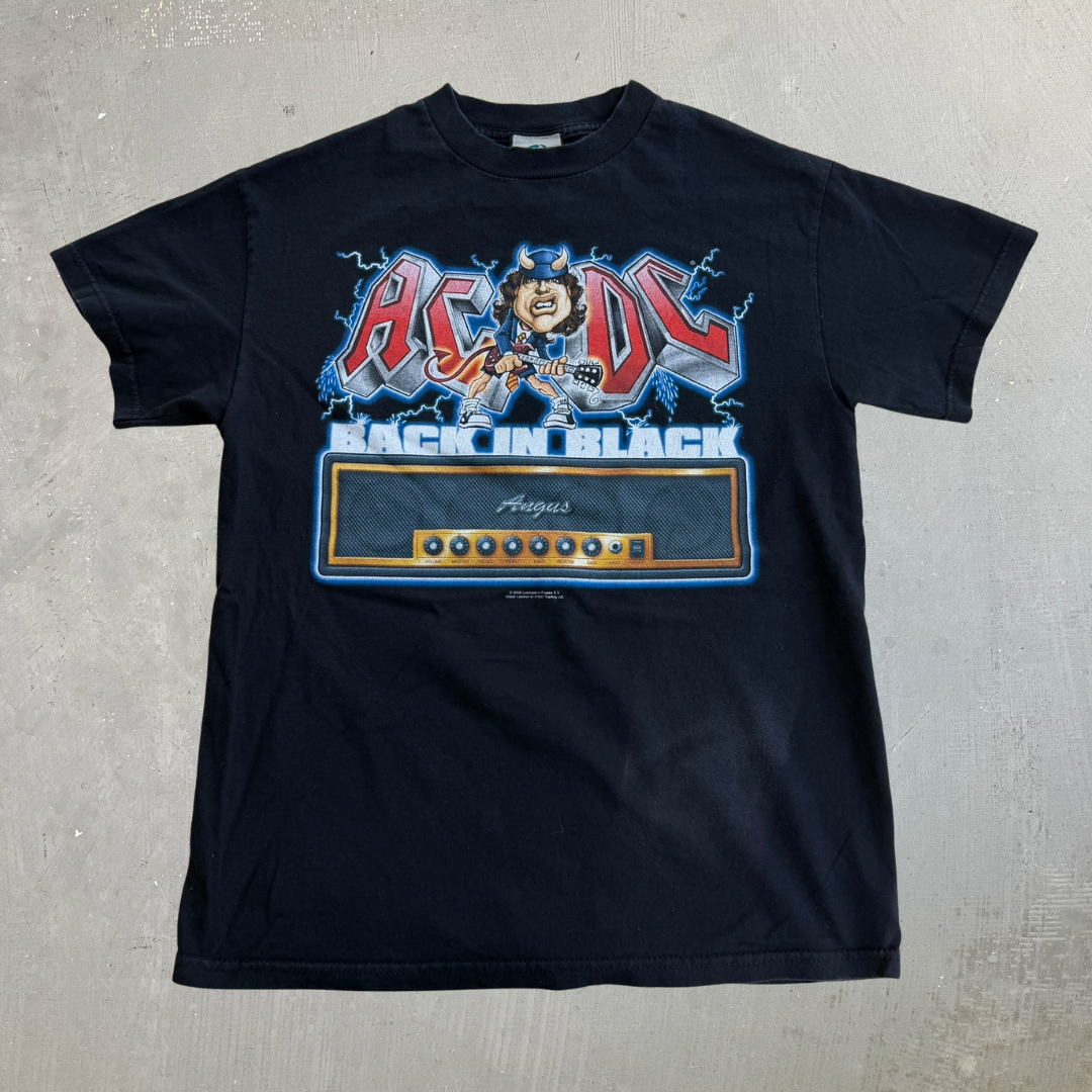 J- Vintage '06 AC/DC Liquid Blue Angus Young Back In Black Cartoon Tee - M