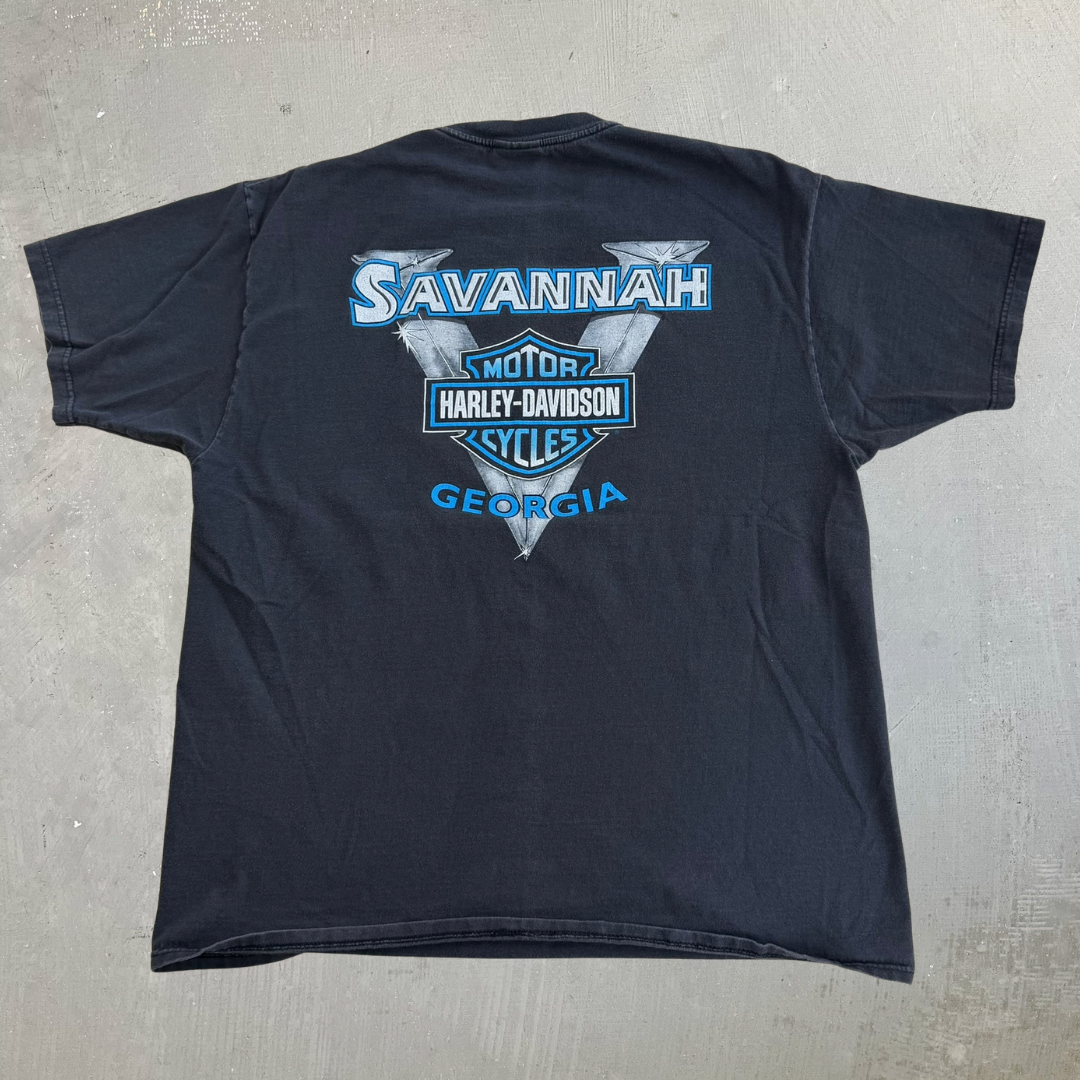 Vintage '98 Harley Davidson Savannah Georgia 95th Anniversary Graphic Made In USA Tee - XL