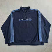 J- Vintage Seattle Seahawks NFL Reebok Embroidered Logo Quarter Zip Polar Fleece - XL