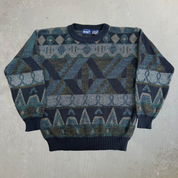 Vintage Rivage Patterned Acrylic Knit Sweater - M