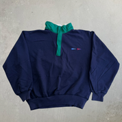 J- Vintage Nautica Embroidered Flags Navy Quarter Zip Crewneck - L