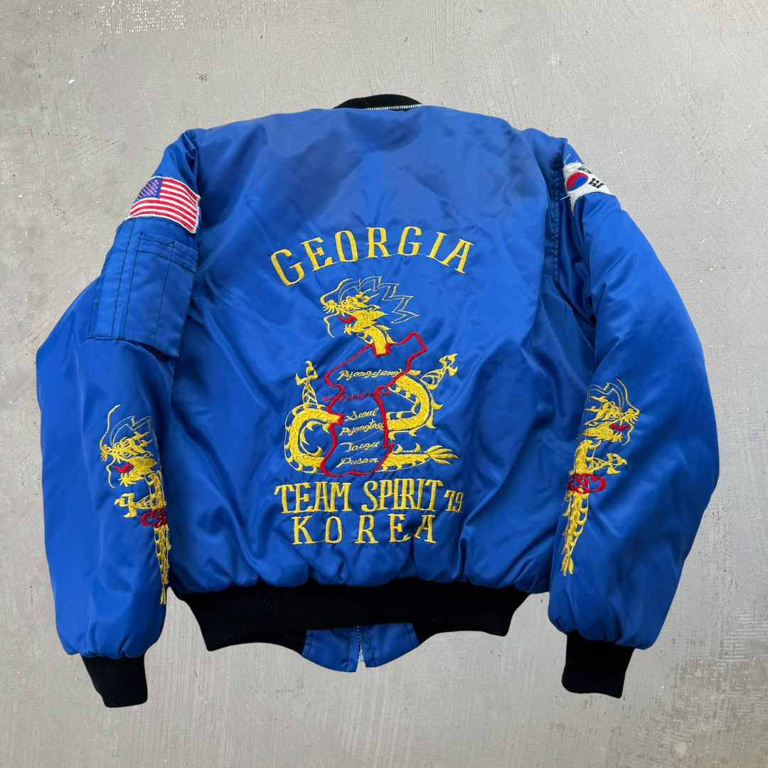 J- Vintage '79 Team Spirit Korea Zip Up Bomber Jacket - L