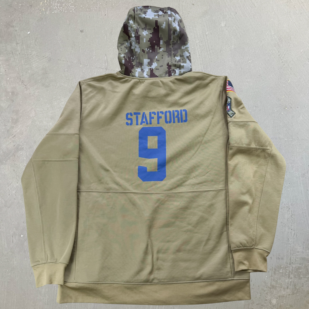 J- Detroit Lions NFL Stafford Veteran On Field Hoodie - L