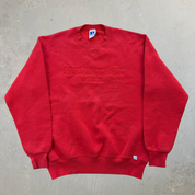J- Vintage HG Vintage Paris Embroidered Text Red Russell Made In USA Crewneck - M
