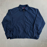 J- Vintage Tommy Hilfiger Embroidered Logo Navy Harrington Jacket - L