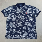 Polo RL Embroidered Logo Bearwaiian Tropical Print Short Sleeve Polo Shirt - L