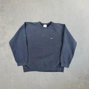 F- Vintage 90s Nike Embroidered Swoosh Black Crewneck