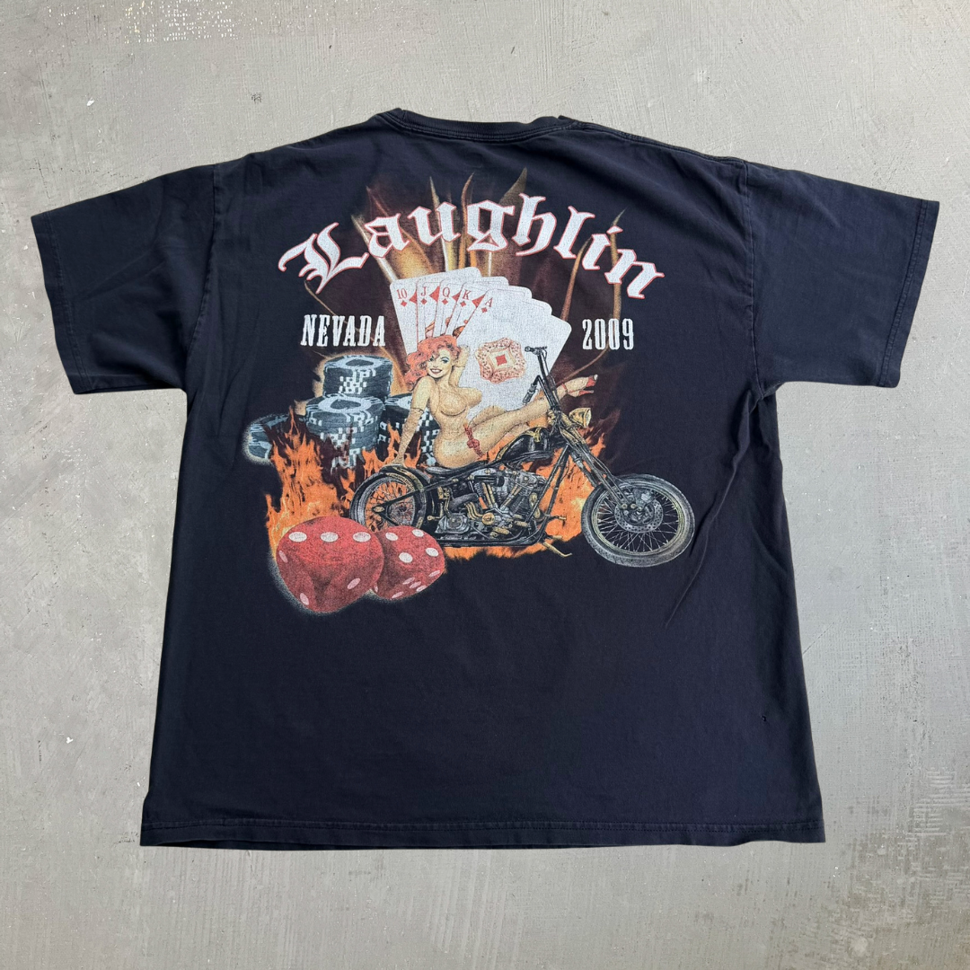 J- Vintage '09 Laughlin Nevada Motorcycle Rally Graphic Tee - L