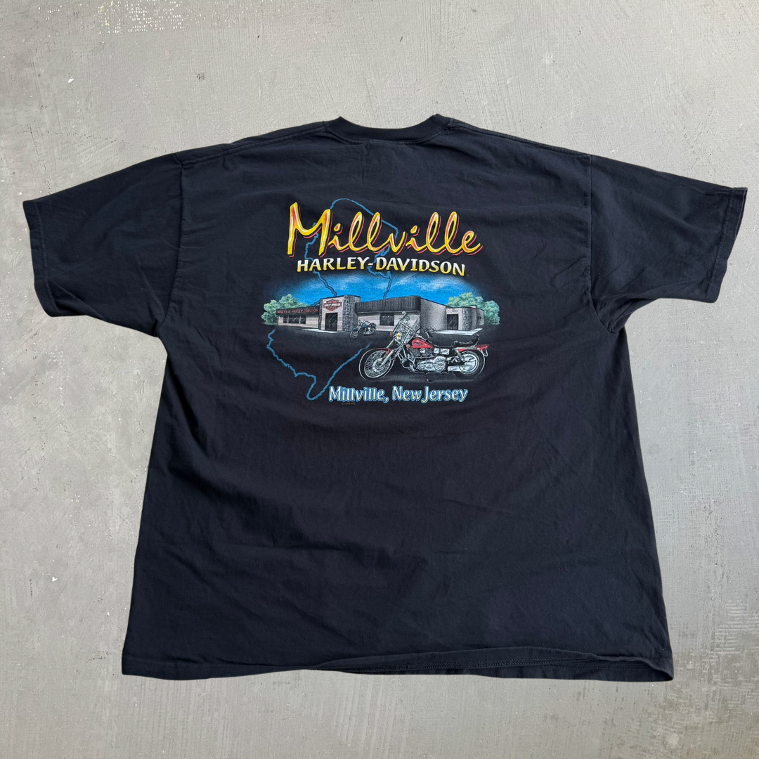 J- Vintage '07 Harley Davidson Millville New Jersey Graphic Tee - 2XL