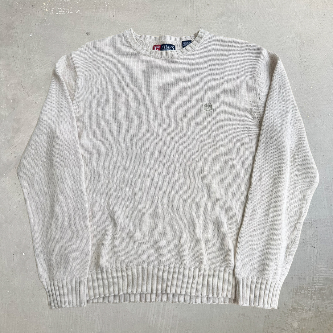 J- Vintage Chaps RL Embroidered Logo Knit Sweater - L