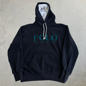 J- Vintage Polo RL Embroidered Text Hoodie Polar Fleece - M