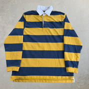 Vintage Denver Hayes Navy/Yellow Striped Long Sleeve Rugby Shirt - L