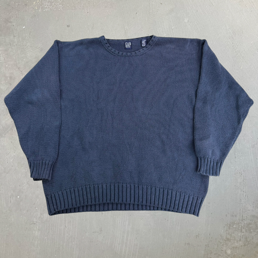 Vintage Gap Muted Navy Cotton Knit Sweater - XL