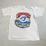 J- Vintage '93 Toronto Blue Jays MLB World Series Champions Graphic Single Stitch Tee - L