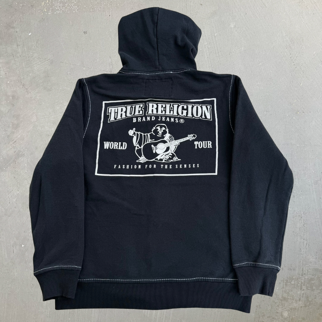Vintage True Religion Buddha & Logo Graphic Zip Up Hoodie- L