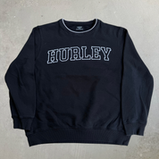 J- Vintage Hurley Collegiate Text Logo Crewneck - L