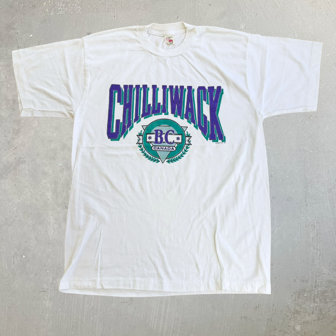 J- Vintage 90s Chilliwack BC Canada Graphic Text Single Stitch Tee - XL