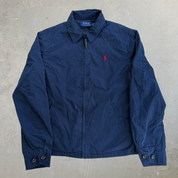 J- Vintage Polo RL Embroidered Logo Navy Harrington Zip Up Jacket - M