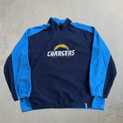 J- Vintage San Diego Chargers NFL Reebok Embroidered Logo Quarter Zip Polar Fleece - XL