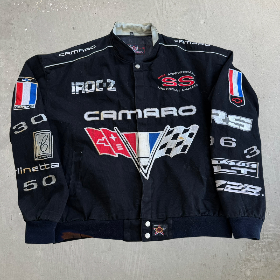 J- Vintage Jeff Hamilton Design Camaro 35th Anniversary Embroidered Racing Jacket - XL