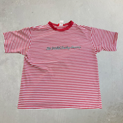 J- Vintage Coca Cola Bottling Company Text Striped Tee - L
