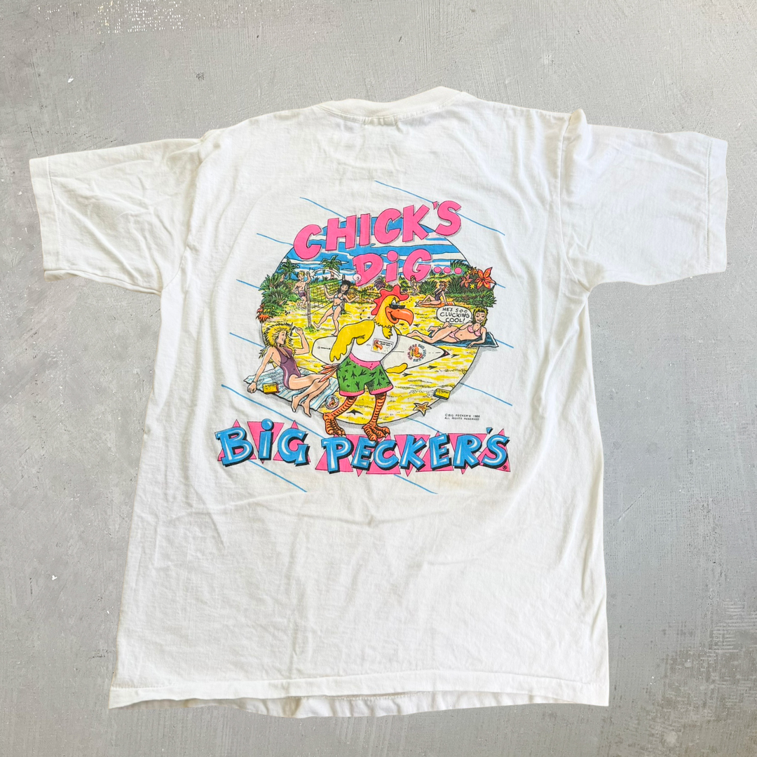 J- Vintage '88 Big Pecker Bar & Grill Graphic Made In USA Single Stitch Tee - L