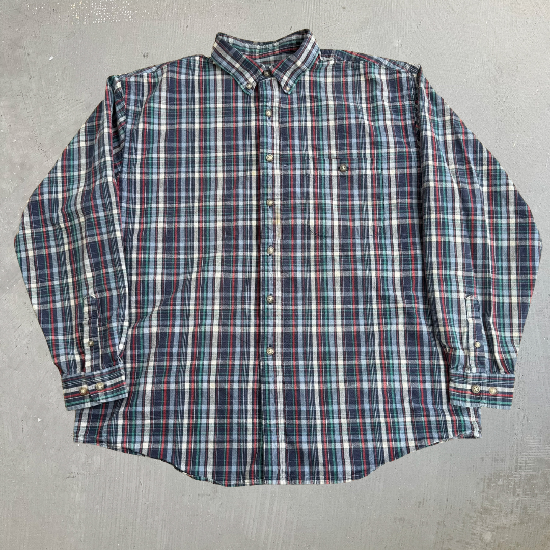 Vintage LL Bean Plaid Flannel Button Down Shirt - XL
