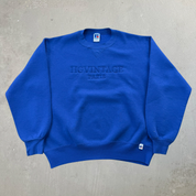 J- Vintage HG Vintage Paris Embroidered Text Blue Russell Made In USA Crewneck - L