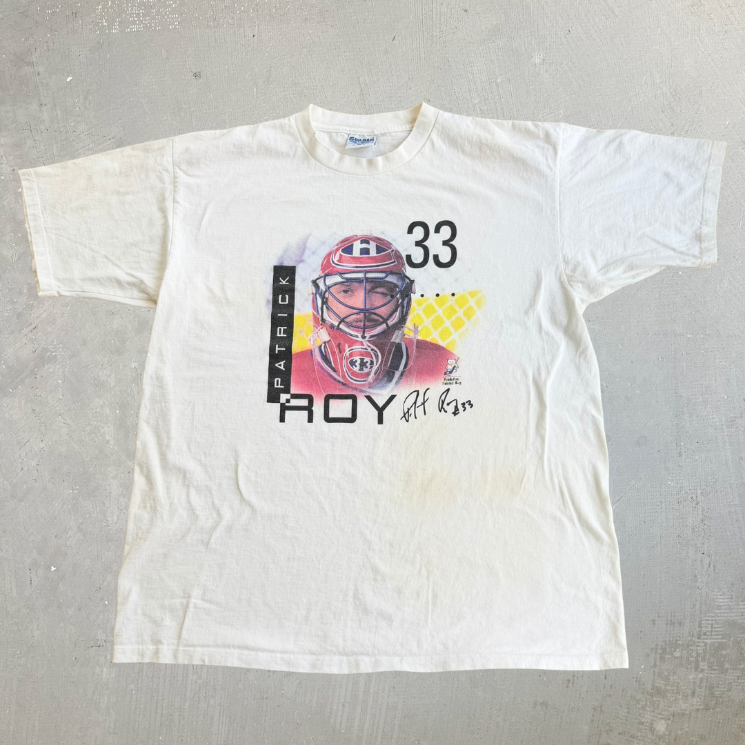 J- Vintage Patrick Roy Picture Patrick Roy Foundation Graphic Tee - XL