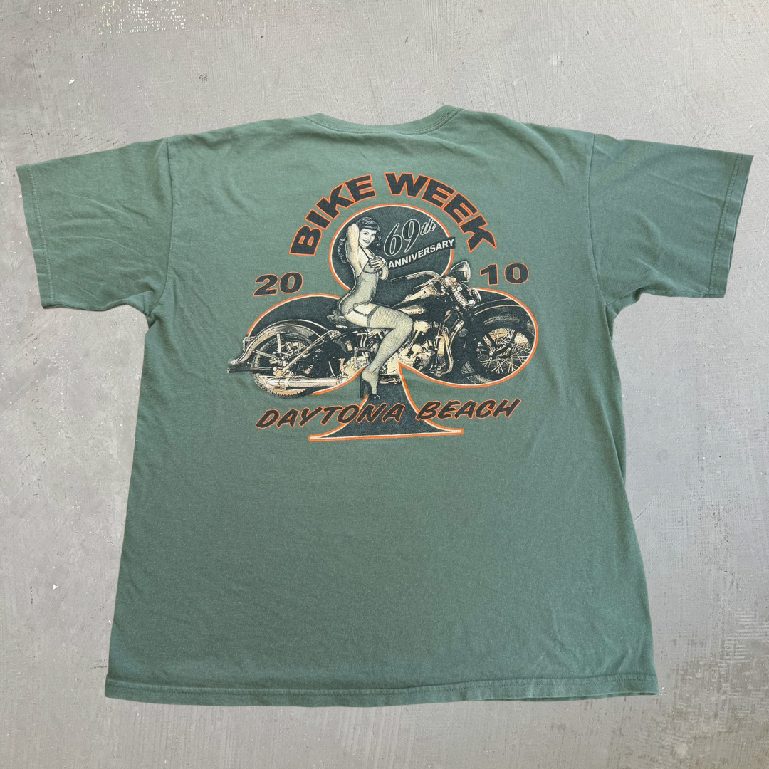 J- Vintage '10 Daytona Beach Bike Week 69th Anniversary Graphic Tee - L