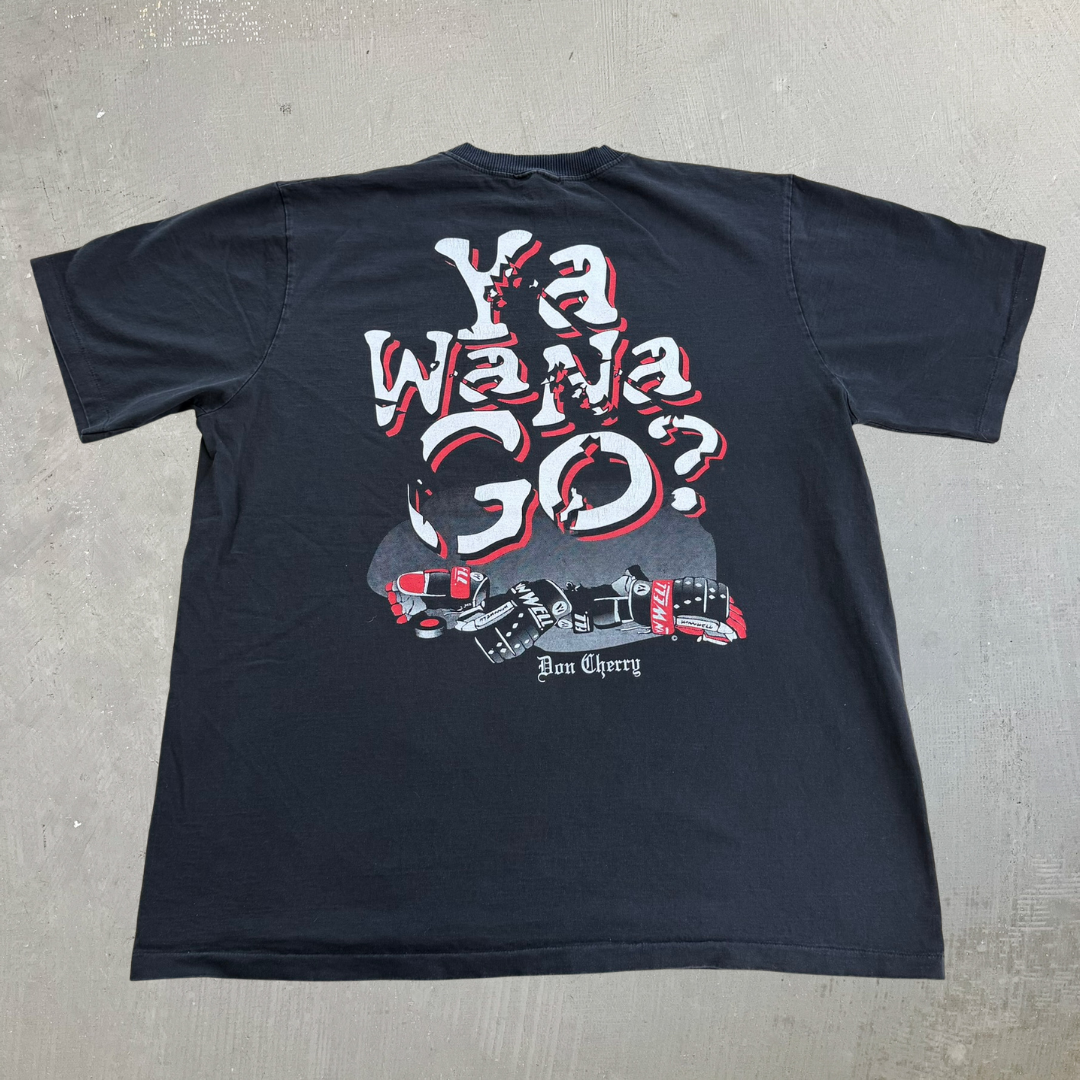 J- Vintage 90s Don Cherry Ya Wanna Go? Text & Graphic Single Stitch Tee - XL