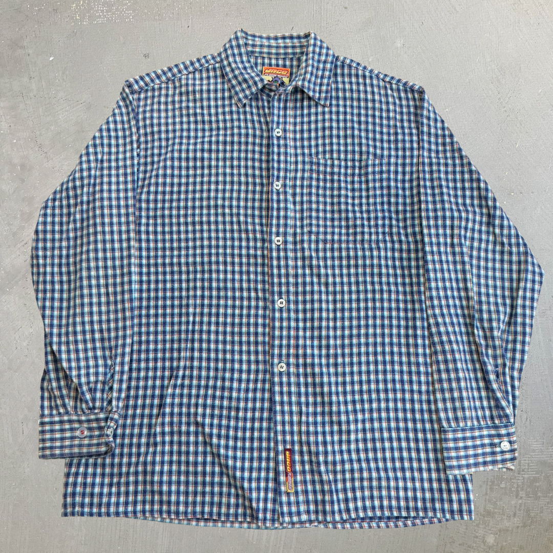 J- Vintage Y2K Jnco Flamehead Plaid Flannel Shirt - XL