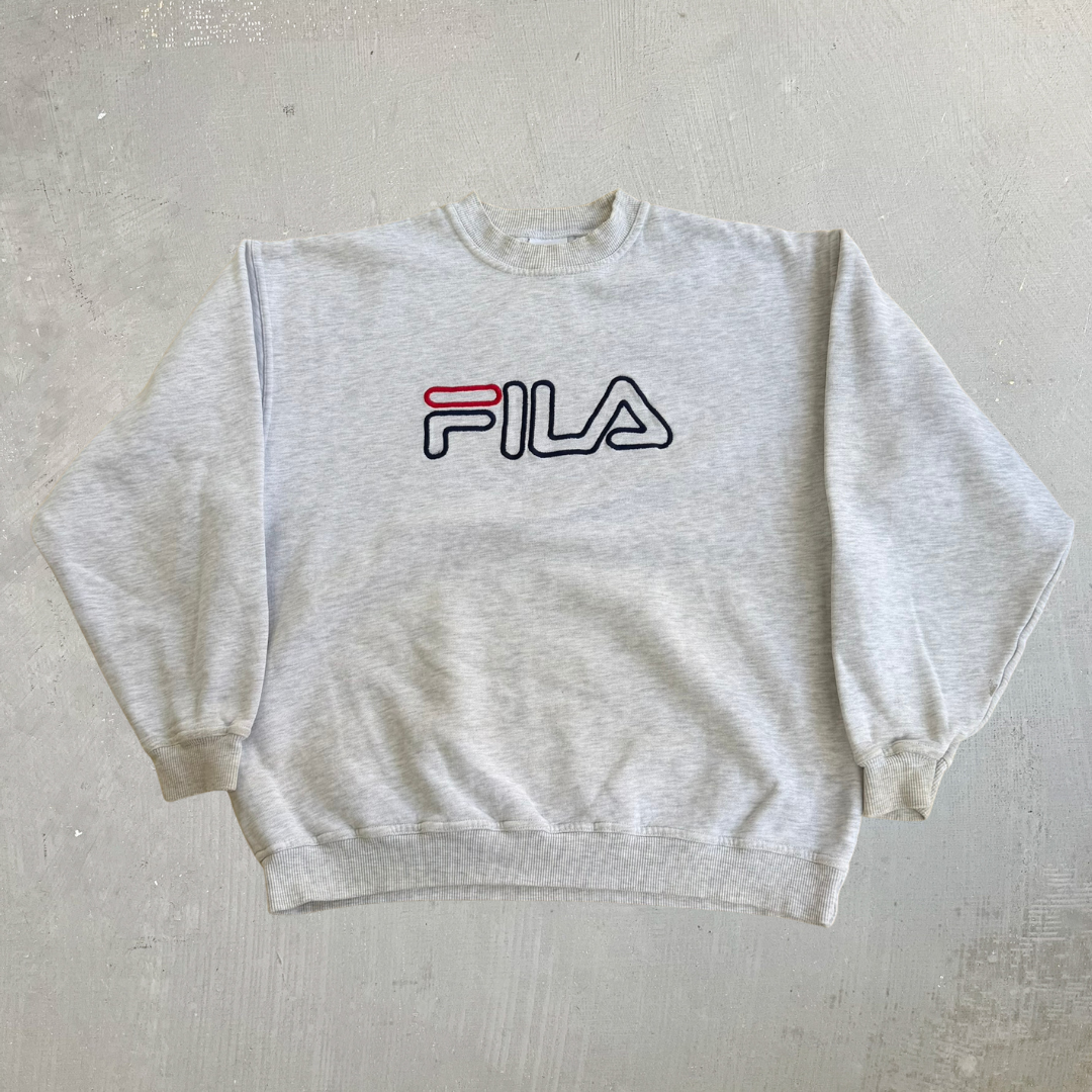 J- Vintage Y2K Fila Embroidered Text Logo Crewneck - M