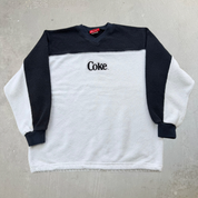 J- Vintage Coca-Cola Embroidered Coke Text Made In USA Crewneck - M