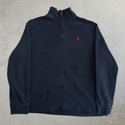 Vintage Polo RL Embroidered Logo Black Quarter Zip Sweater - L