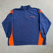 J- Vintage Denver Broncos NFL Embroidered Text Quarter Zip Polar Fleece - XL