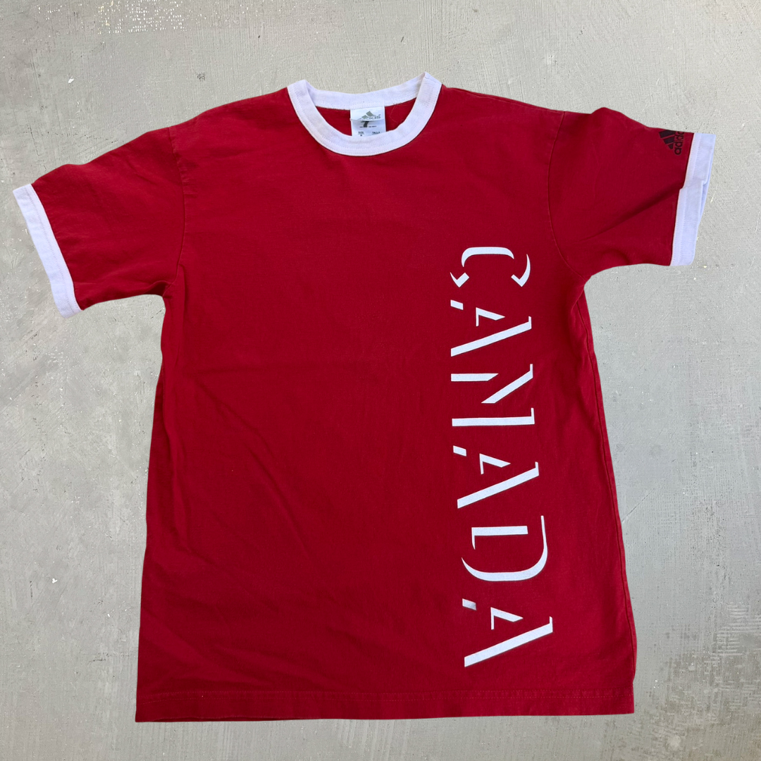 J- Vintage Adidas Canada National Soccer Team Text Ringer Tee - M