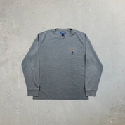 F- Vintage Polo Ralph Lauren Embroidered Bear Thermal Waffle Long Sleeve Tee