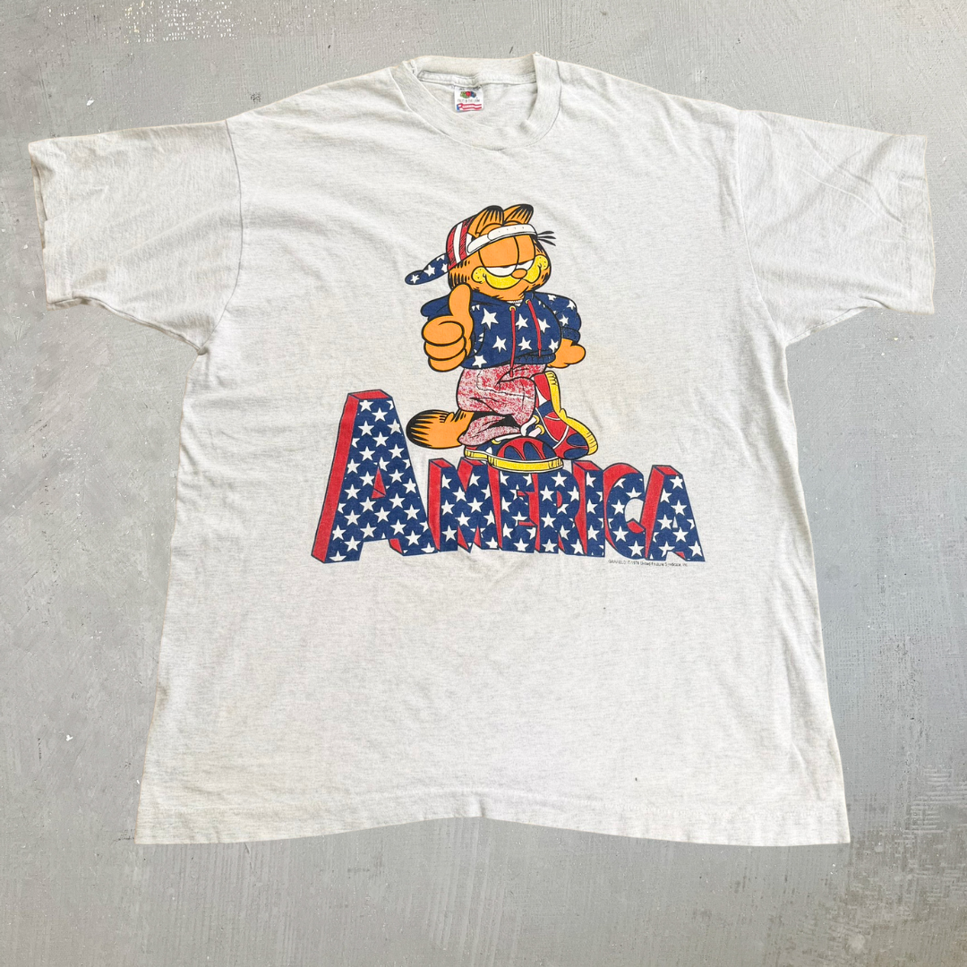 J- Vintage Garfield America '78 Graphic Made In USA Single Stitch Tee - XL