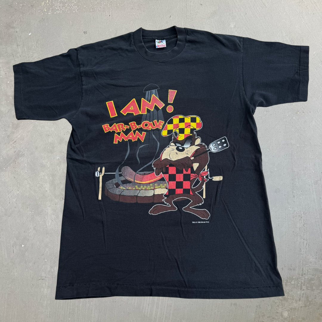 J- Vintage Looney Tunes '94 Tazmanian Devil BBQ Graphic Made In USA Single Stitch Tee - L
