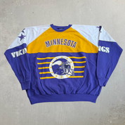 J- Vintage Minnesota Vikings NFL Logo & Text Made In USA Crewneck - 3XL