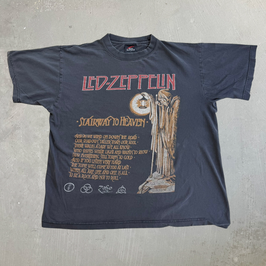 J- Vintage Led Zeppelin Stairway To Heaven Text & Graphic Tee - L