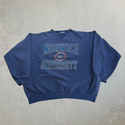 J- Vintage 90s Norwich University Text Graphic Crewneck - 2XL