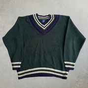 J- Vintage Gap V-Neck Style Dark Green Knit Sweater - L