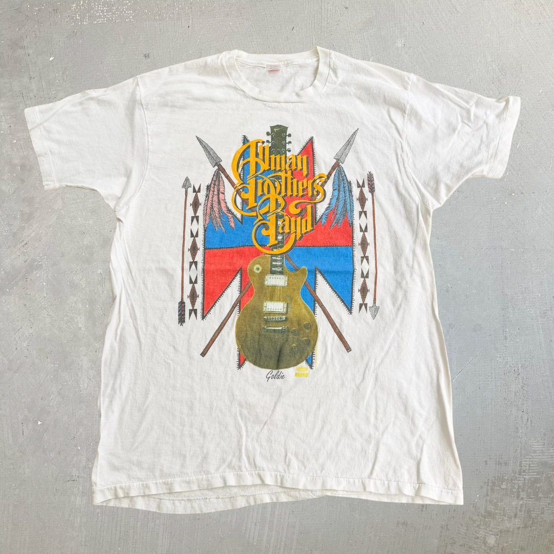 J- Vintage '91 Allman Brother's Band Shades Of The World Tour Made In USA Single Stitch Hanes Tag Tee - XL