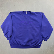 J- Vintage HG Vintage Paris Embroidered Text Purple Russell Made In USA Crewneck - 2XL