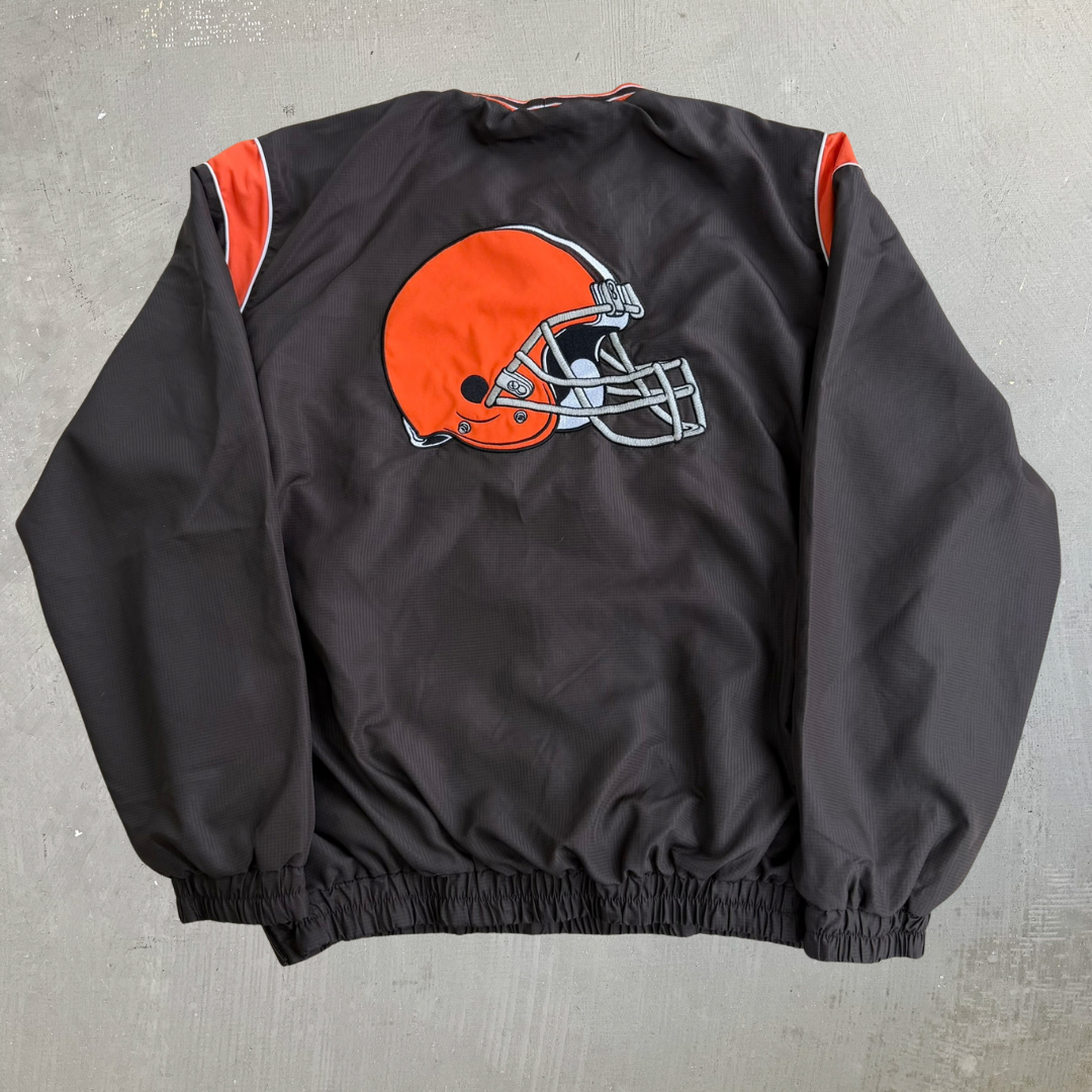 Vintage Cleveland Browns NFL Embroidered Text & Logo Pullover Lightweight Jacket - L